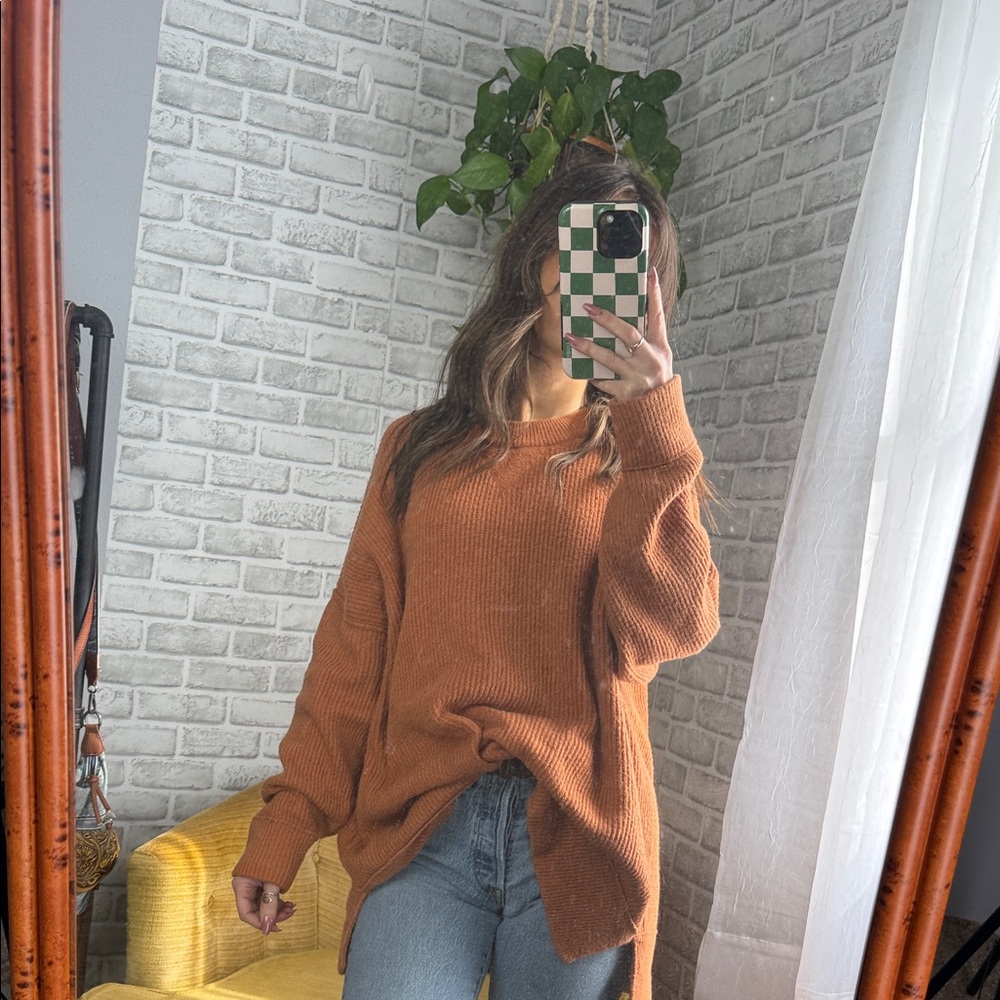 aerie // Oversized Crewneck Sweater in Rust